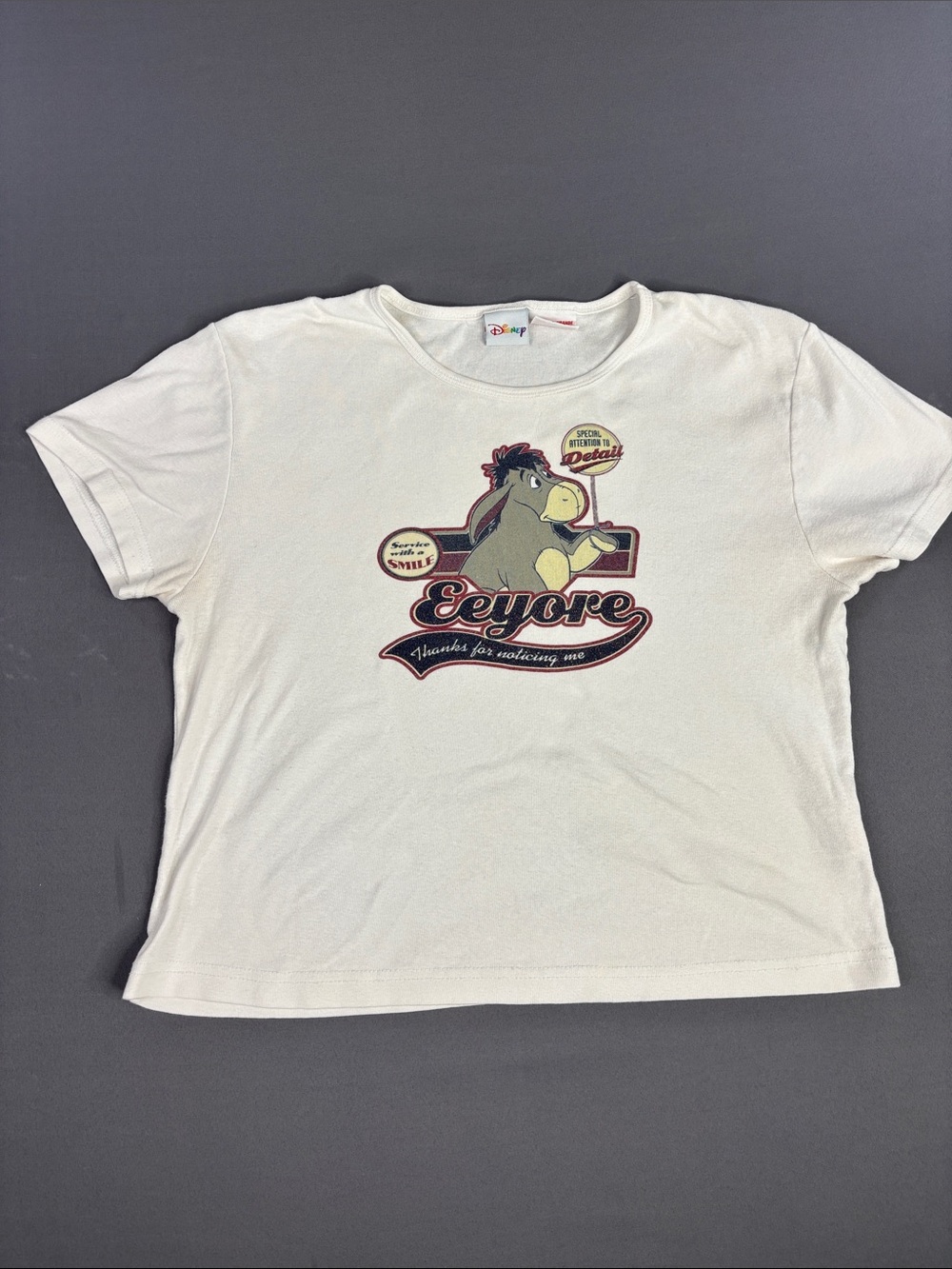 Vintage Eeyore Crop Top Womens Extra Large Graphic Print White 90s Y2K